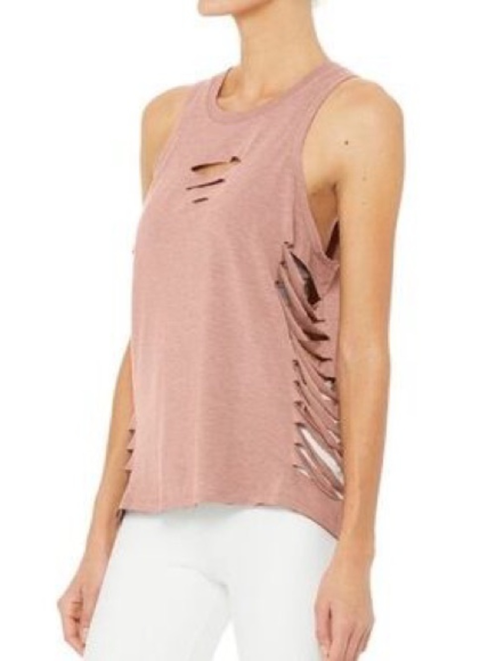 ALO Yoga Sleeveless Blush Pink Cut It Out Muscle Tank Top